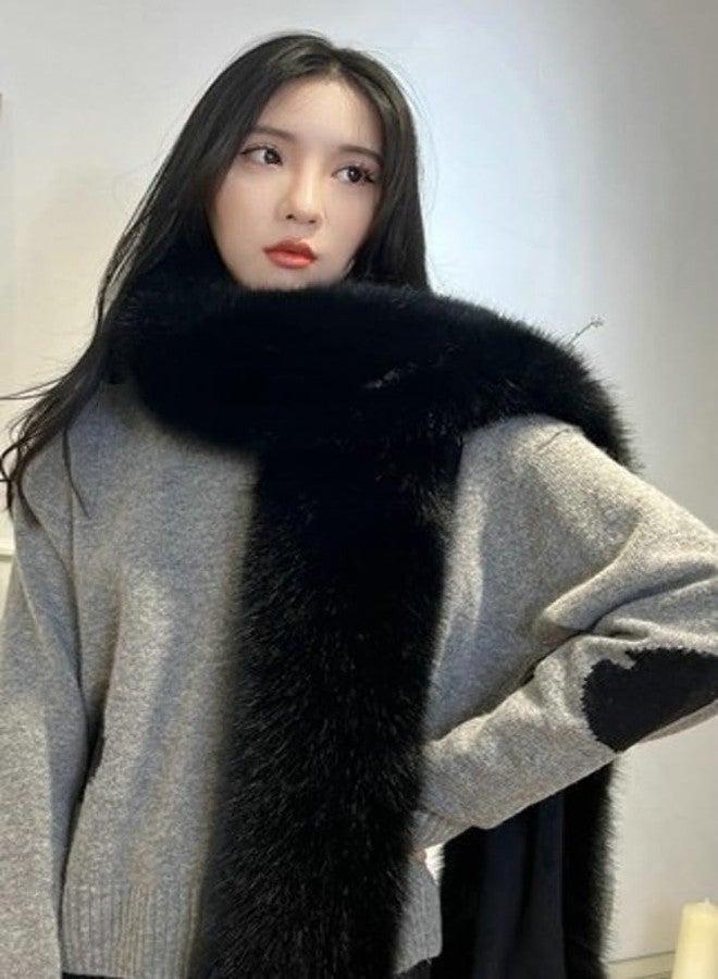 EMGILL Fluffy Faux Fox Fur Shawl Womens Wedding Halloween 1920s Party Stole Shrug Neck Warmer Collar Winter Fur Scarf Shawl - Image 5